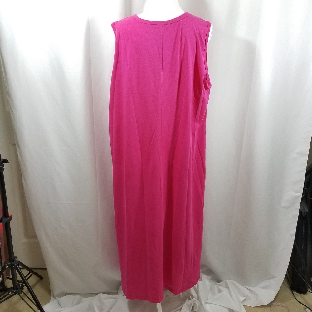 Denim & Co Sleeveless V-Neck 2XP Pink Jersey Dress - Picture 5 of 16